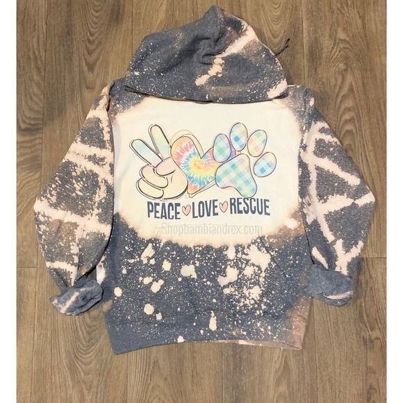 Peace Love Rescue Bleached Sweatshirt - Picture 4 of 5